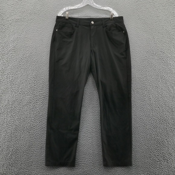 Swiss Tech Flat Front Performance Pants 36x30 Black Mens Straight Leg Mid‎ Rise - Picture 1 of 14